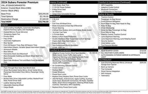 Crystal Black Silica 2024 Subaru Forester Premium