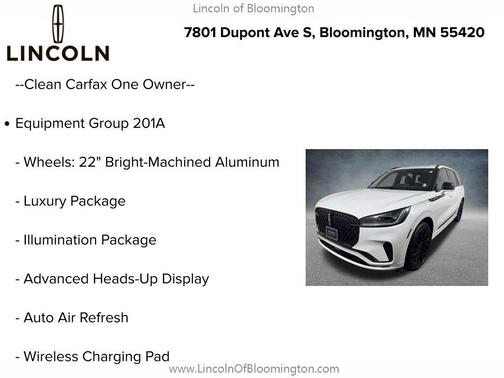 PRISTINE WHITE MET 3C 2025 Lincoln Aviator Reserve AWD