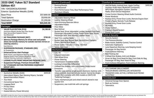 2020 GMC Yukon SLT Standard Edition