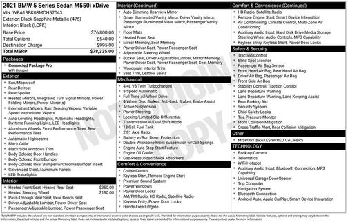 2021 BMW M550 i Xdrive