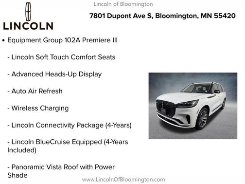 Pristine White Metallic Tri-Coat 2026 Lincoln Aviator Premiere