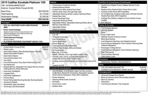 2019 Cadillac Escalade Platinum