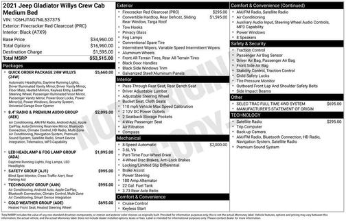 2021 Jeep Gladiator Willys 4x4