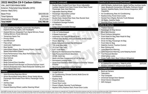 2022 Mazda CX-9 Carbon Edition