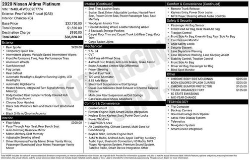 2020 Nissan Altima Platinum Intelligent AWD