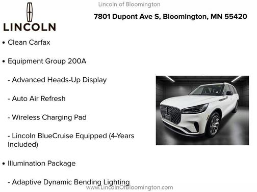 PRISTINE WHITE MET 3C 2025 Lincoln Aviator Reserve AWD