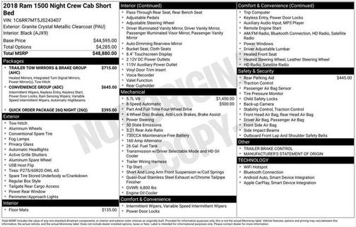2018 RAM 1500 Night Crew Cab 4x4 5'7' Box