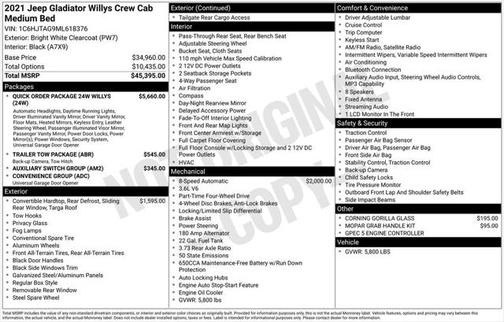 2021 Jeep Gladiator Willys 4x4