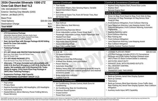 Sterling Gray Metallic 2026 Chevrolet Silverado 1500 LTZ