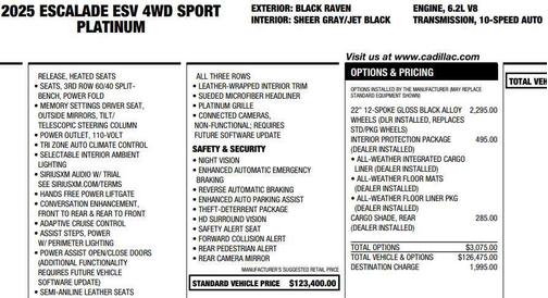Black Raven 2025 Cadillac Escalade ESV Sport Platinum