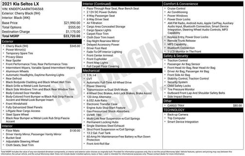 Cherry Black 2021 Kia Seltos LX