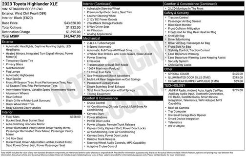 Pear 2023 Toyota Highlander XLE