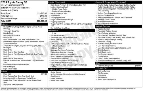 Predawn Gray Mica 2024 Toyota Camry SE