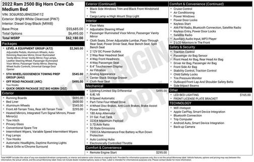 2022 RAM 2500 Big Horn Crew Cab 4x4 6'4' Box