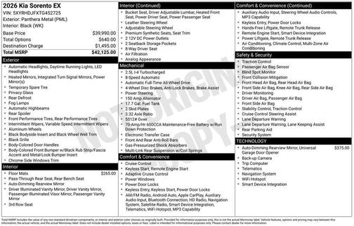 Panthera Metal 2026 Kia Sorento EX