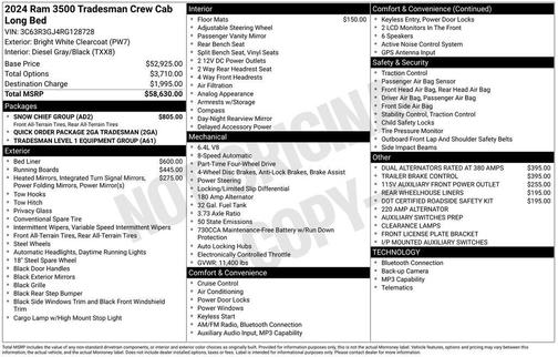 2024 RAM 3500 Tradesman Crew Cab 4x4 8' Box