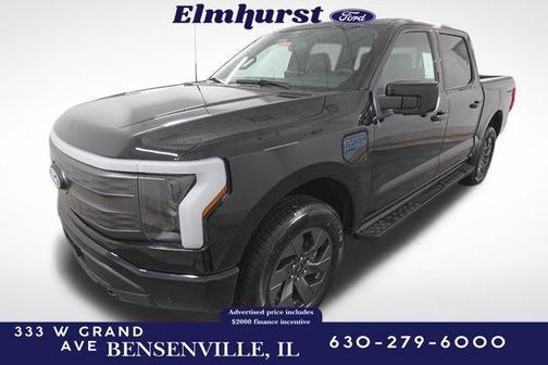 Agate Black Metallic 2025 Ford F-150 Lightning LARIAT Truck