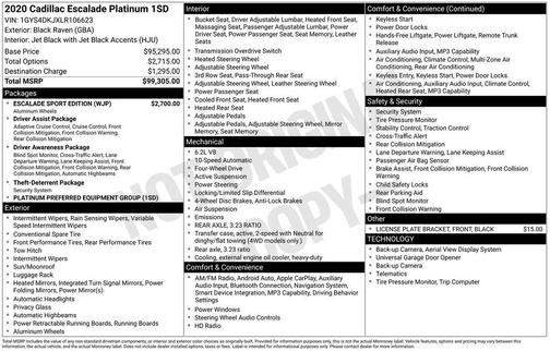 2020 Cadillac Escalade Platinum