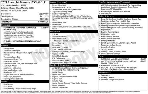 2022 Chevrolet Traverse LT Cloth