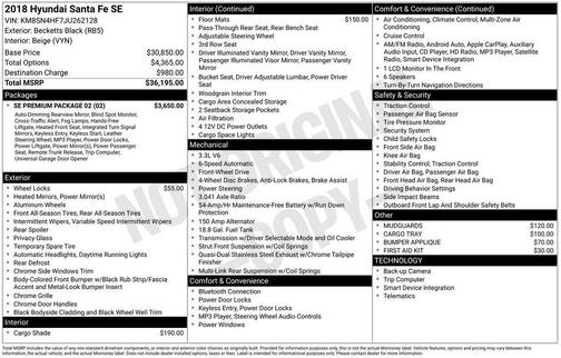 2018 Hyundai SANTA FE SE