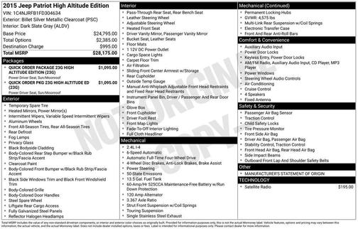 2015 Jeep Patriot High Altitude Edition