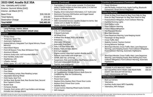 2023 GMC Acadia AWD SLE