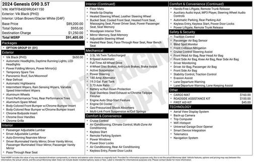 2024 Genesis G90 3.5T AWD