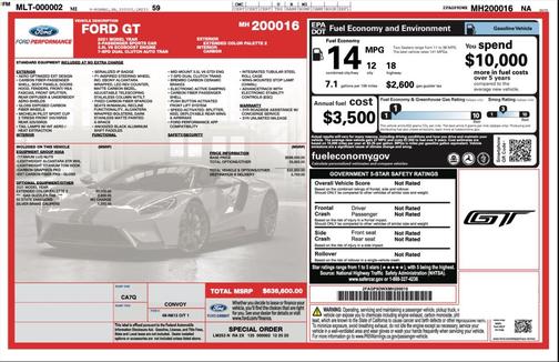 2021 Ford GT Carbon Series 1of1 Grigio Scuro Paint Akrapovi Titanium Exhaust 100 Miles