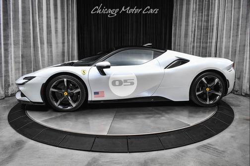 Bianco Courmayeur livery with a Nero roof and Verde Pin 2022 Ferrari SF90 Stradale Coupe