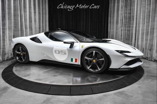 Bianco Courmayeur livery with a Nero roof and Verde Pin 2022 Ferrari SF90 Stradale Coupe