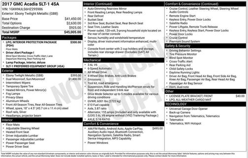 Ebony Twilight Metallic 2017 GMC Acadia SLT-1