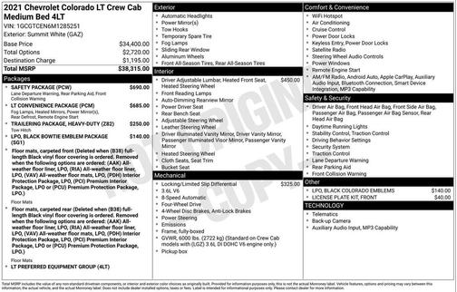 Summit White 2021 Chevrolet Colorado LT