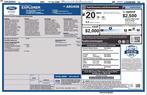 Silver Spruce Metallic 2020 Ford Explorer Platinum