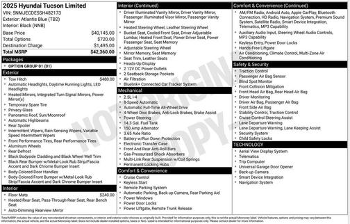 Atlantis Blue 2025 Hyundai TUCSON Limited