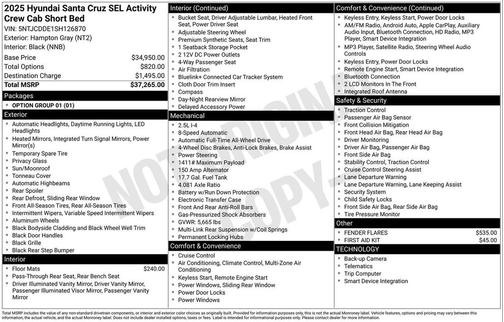 2025 Hyundai SANTA CRUZ SEL Activity