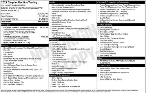 Granite Crystal Metallic Clearcoat 2021 Chrysler Pacifica Touring L