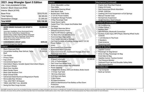 2021 Jeep Wrangler Sport S