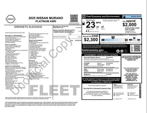 Super Black 2025 Nissan Murano Platinum