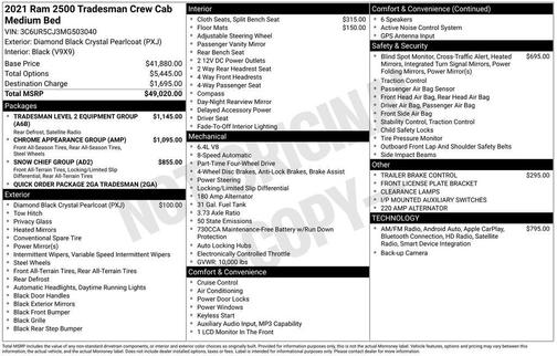 Diamond Black Crystal Pearlcoat 2021 RAM 2500 Tradesman Crew Cab 4x4 6'4' Box