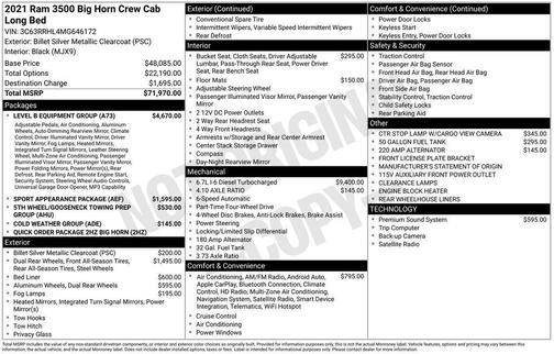 Billet Silver Metallic Clearcoat 2021 RAM 3500 Big Horn Crew Cab 4x4 8' Box