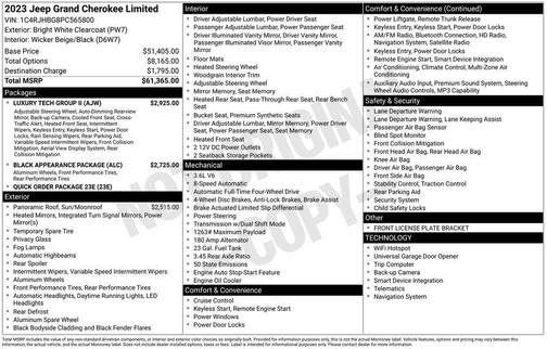 Bright White Clearcoat 2023 Jeep Grand Cherokee Limited