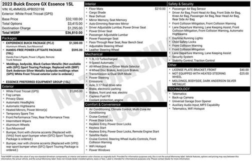White Frost Tricoat 2023 Buick Encore GX Essence