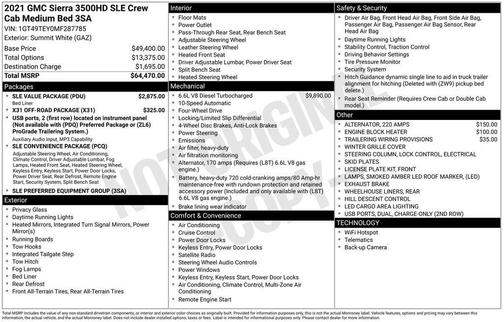 Summit White 2021 GMC Sierra 3500 SLE