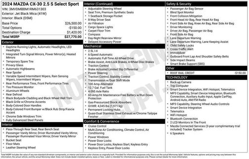 Jet Black Mica 2024 Mazda CX-30 2.5 S Select Sport