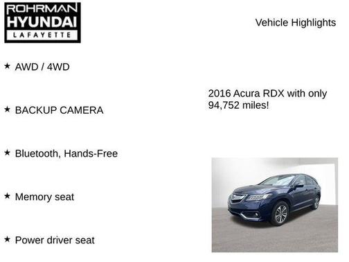 Fathom Blue Pearl 2016 Acura RDX Advance Package