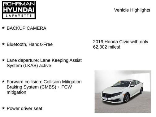 White 2019 Honda Civic EX