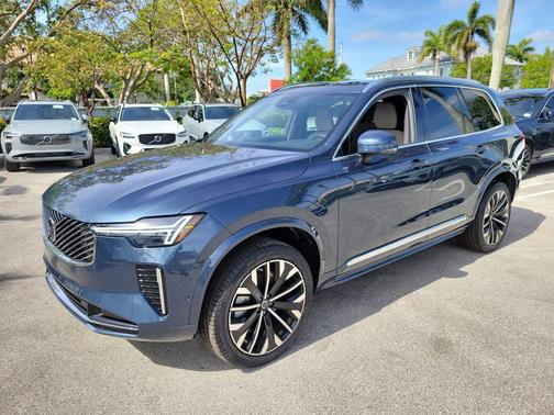 Denim Blue Metallic 2026 Volvo XC90 Plus, B6 AWD Gas (mild hybrid), Gasoline, Bright, 6 Seats