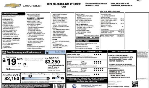 Bright Blue Metallic 2021 Chevrolet Colorado Z71