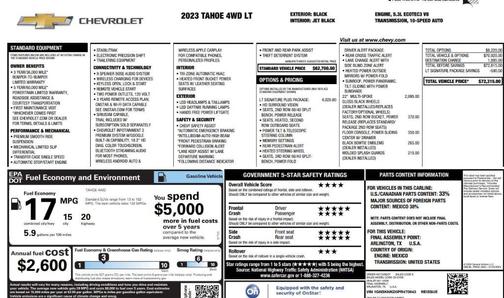 Black 2023 Chevrolet Tahoe LT