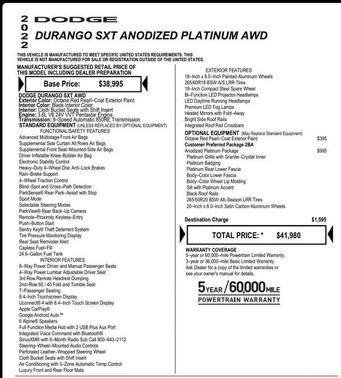 Octane Red Pearlcoat 2022 Dodge Durango SXT